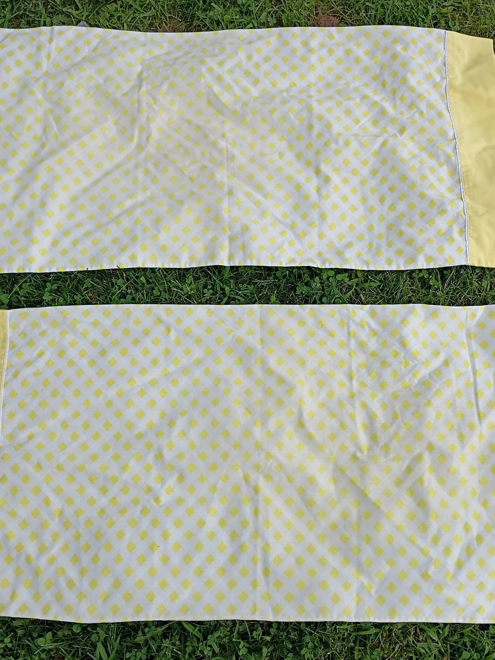 Vtg Dan River Dantrel King Size Pillow Cases Yellow Check Plaid No Iron Muslin